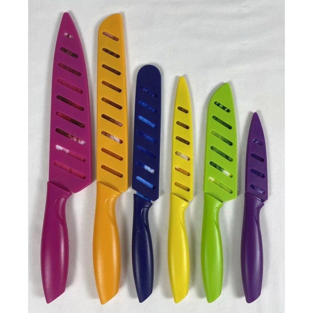 Farberware 12-Piece Non-Stick Resin, Dishwasher-Safe Kitchen Knife Set/Covers